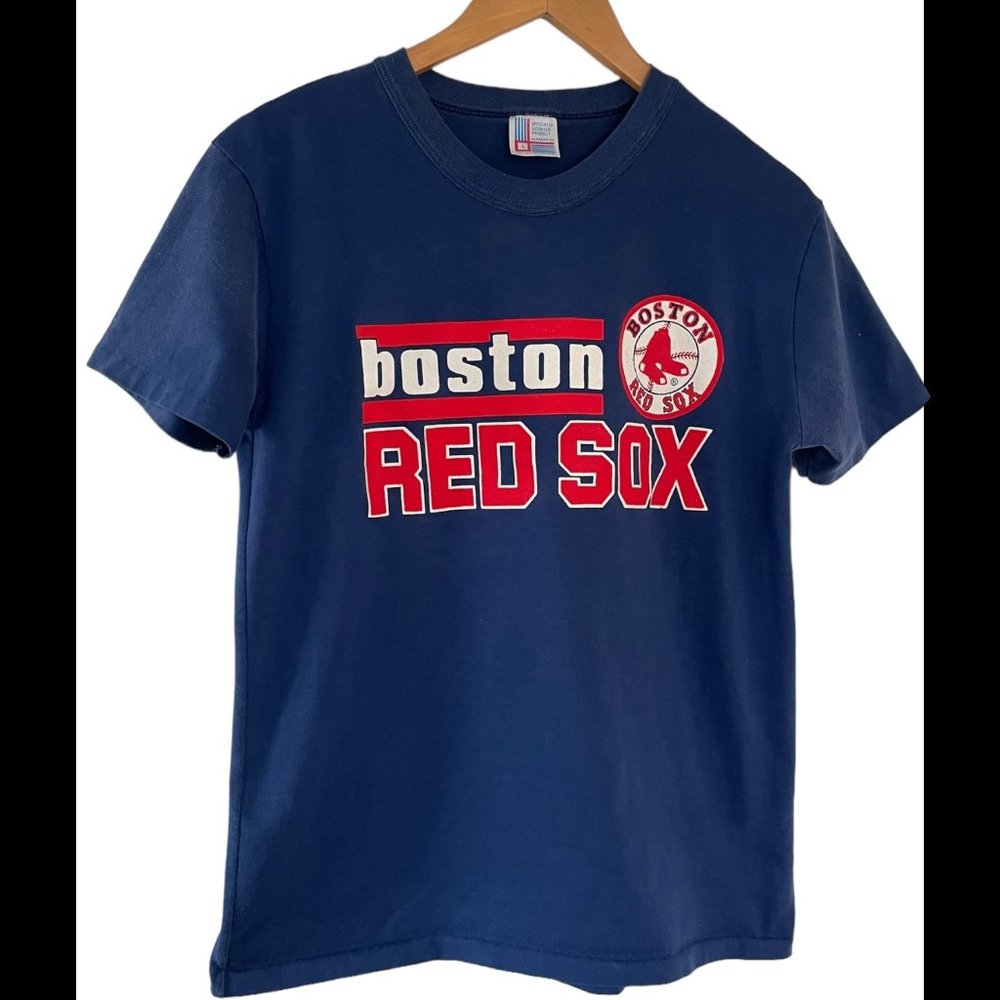 Vintage 80s Garan Boston Red Sox T Shirt Large L Blue Single Stitch MLB